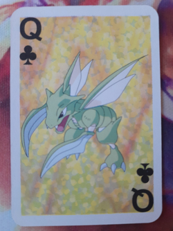 Scyther Queen of Clubs Pokemon 1999 Mini Green Deck Playing Cards 2.5x1.75in NM - Image 1