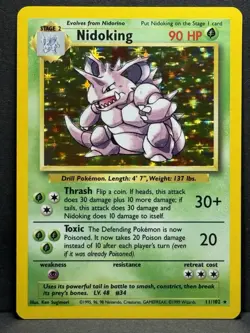 Pokemon TCG Nidoking Base Set Holo Unlimited Rare Card 11/102 LP - Image 1
