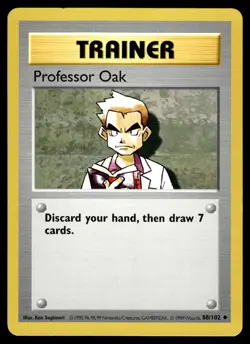 Professor Oak LP 088/102 Base Set (Shadowless) Pokemon Card - Image 1