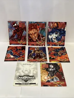 1995 FLEER Marvel OverPower Lethal Allies Card Game & 7 Mission Carnage Cards - Image 3