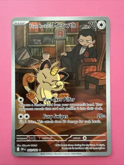 Team Rockets Meowth 203/182 SV10 Destined Rivals Illustrated Card Mint Condition - Image 1