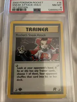 1st Edition Holo Rocket’s Sneak Attack PSA 8 2000 Wotc #16 Pokemon Team Rocket - Image 2