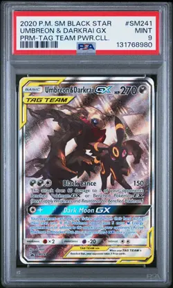 2020 POKEMON BLACK STAR PROMO UMBREON & DARKRAI GX #SM241 PSA 9 MINT #131768980 - Image 1