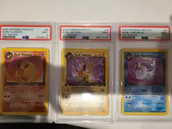 PSA 9 Dark Vaporeon Jolteon Flareon 1st Edition WOTC Team Rocket Pokemon vintage - Image 1
