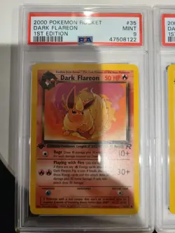 PSA 9 Dark Vaporeon Jolteon Flareon 1st Edition WOTC Team Rocket Pokemon vintage - Image 2