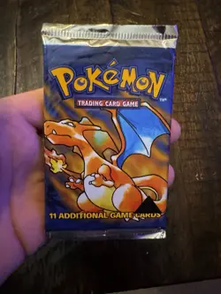 Pokemon Base Set Black Triangle Error Pack Charizard Art Sealed Booster 20.92g - Image 2