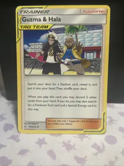 Pokemon Card Guzma & Hala #193/236 Sm-Cosmic Eclipse Regular - NM - Image 1