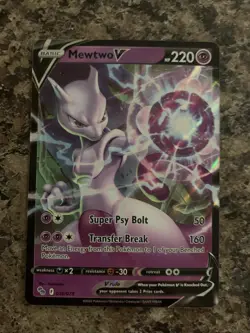 Pokemon Mewtwo v Holo Ultra Rare TCG Card 030/078 Pokemon Go Full Art - Image 1