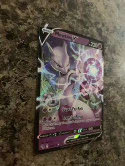 Pokemon Mewtwo v Holo Ultra Rare TCG Card 030/078 Pokemon Go Full Art - Image 2