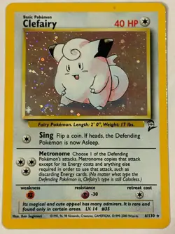 Holo Clefairy Base Set 2 Pokemon Card 2000 006/130 - Image 1