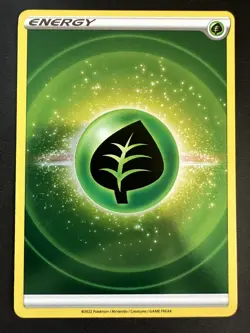Grass Leaf Energy Crown Zenith Reverse Holo Pokemon Card - Image 1