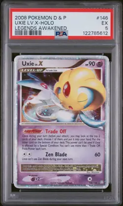 2008 POKEMON DIAMOND & PEARL LEGENDS AWAKENED 146/146 UXIE LV.X HOLO PSA 5 - Image 1