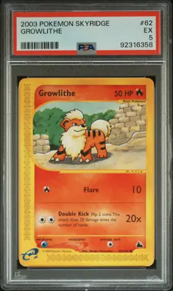 2003 POKEMON SKYRIDGE #62 GROWLITHE PSA 5 - Image 1