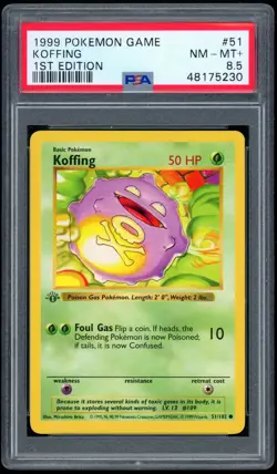 1999 Pokemon 1st Edition - Base Set 51/102 Koffing Non-Holo PSA NM-MT 8+ - Image 1