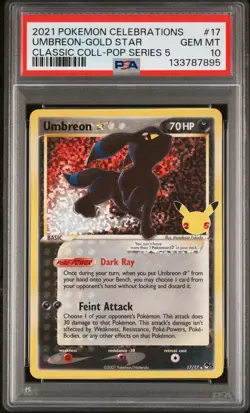 2021 POKEMON CELEBRATIONS CLASSIC COLL #17 UMBREON-GOLD STAR PSA 10 - Image 1