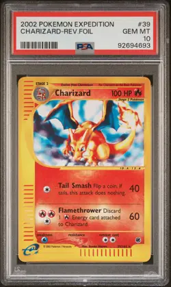 2002 POKEMON EXPEDITION #39 CHARIZARD-REVERSE FOIL PSA 10 - Image 1