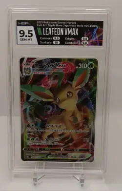 2021 Pokemon Japanese Eevee Heroes Leafeon Vmax Triple Rare Holo 003/069 HGA 9.5 - Image 1