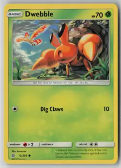 Dwebble 10/236 Pokemon Unified Minds Common Lightly Played (LP) 1 - Image 1
