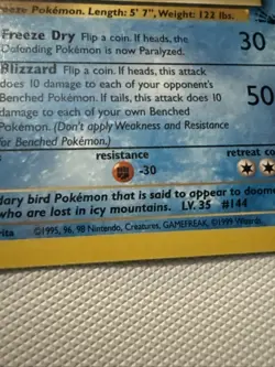Pokemon TCG Articuno Fossil 17/62 Regular 1999-2000 Wizards Base Set... - Image 2