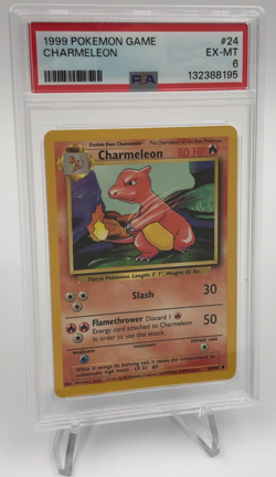 1999 POKEMON GAME Trading Card CHARMELEON #24/102 graded slab PSA EX-MT 6 - Image 1