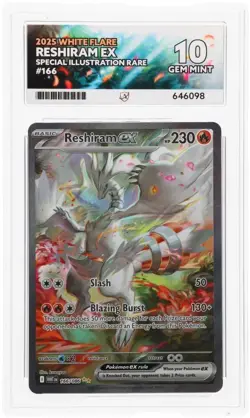ACE 10 Reshiram EX 166/086 White Flare SIR Holo Pokemon Card - Gem Mint - Image 1