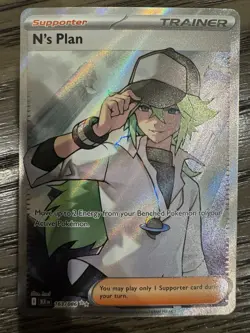 Pokemon TCG NM N's Plan 163/086 Full Art Trainer Black Bolt English Card - Image 1