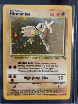 Pokemon TCG Hitmonlee Fossil Holo Card 7/62 Unlimited Rare, LP Condition - Image 1