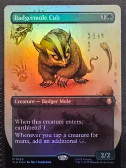 Badgermole Cub BORDERLESS FOIL MTG - Avatar: The Last Airbender (TLA #326) (NM) - Image 1