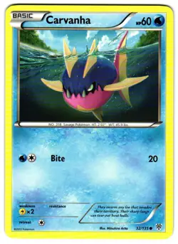 Pokemon Plasma Storm Carvanha #32/135 Common Lightly played - Image 1