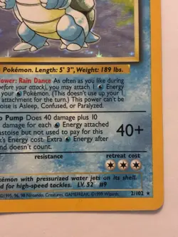 Pokemon TCG Blastoise Holo Rare Base Set 2/102 - Image 4