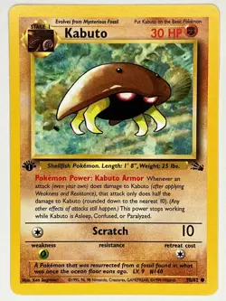 Kabuto NM 50/62 1st Edition Fossil Pokemon TCG Regular - Image 1