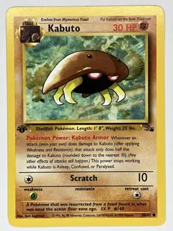 Kabuto NM 50/62 1st Edition Fossil Pokemon TCG Regular - Image 1