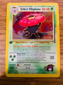 1st Edition Erika's Vileplume (5/132) Holo Gym Heroes Pokemon Card! FREE P&P! - Image 2