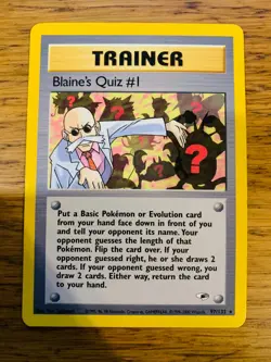 Blaine's Quiz #1 (97/132) Rare Gym Heroes Set Pokemon Card! FREE P&P! - Image 1