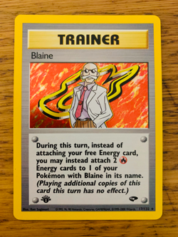1st Edition Blaine Trainer (17/132) Holo Gym Challenge Pokemon Card! FREE P&P! - Image 1