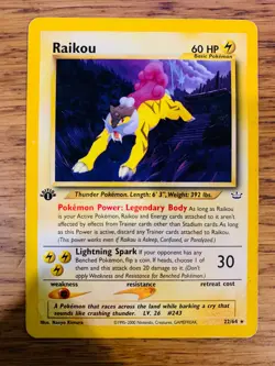 1st Edition Raikou (22/64) Rare Neo Revelation Set Pokemon Card! FREE P&P! - Image 1