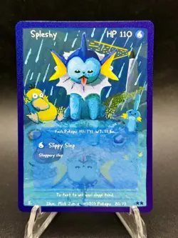 Spleshy Pokepu v2 Holo Vaporeon Pokemon Fan Art Mick Junco 82/77 - Image 1