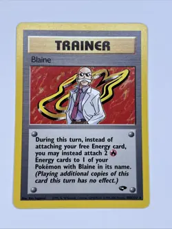 Blaine 100/132 Gym Challenge Rare Non Holo Trainer Pokemon Card NM - Image 1
