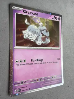 Pokemon TCG * SV Obsidian Flames * 100/197 Greavard Cosmos Holo * FRESH PK - Image 2