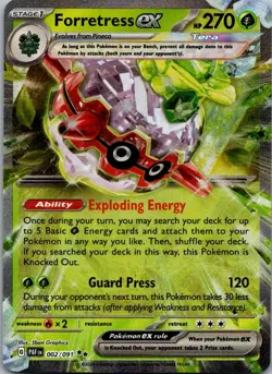 Forretress ex 002/091 SV: Paldean Fates Double Rare Pokemon Card LP - Image 1