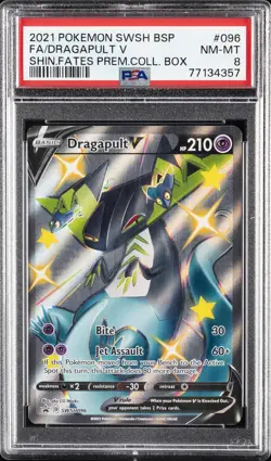 2021 POKEMON SWSH BLACK STAR PROMO #096 FULL ART/DRAGAPULT V PSA 8 - Image 1