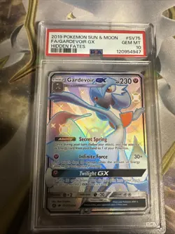 2019 POKEMON SUN & MOON HIDDEN FATES #SV75 FULL ART/GARDEVOIR GX PSA 10 - Image 1