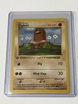 Diglett 1st Edition Shadowless Pokemon Card- 47/102 - 1999 - Near Mint - Image 1