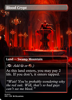 Blood Crypt Deadpool Foil Custom sticker on bulk MTG Commander Marvel - Image 1