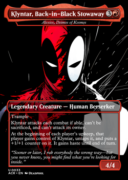 Alexios, Deimos of Kosmos - Klyntar Deadpool Foil Custom sticker MTG Marvel - Image 1