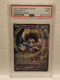 2021 Pokemon SWSH #039 Indeedee V Shining Fates PSA 9 Mint (0) - Image 1