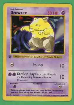 Drowzee Pokemon Base Set 1st Edition Shadowless Common 49/102 - Image 1
