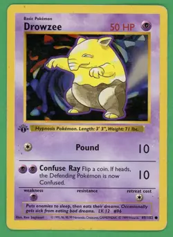 Drowzee Pokemon Base Set Shadowless 1st Edition 49/102 A - Image 1