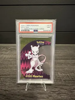PSA MINT 9 - #150 MEWTWO - 2000 Topps Pokemon - TV Animation Clear Card #PC5 - Image 1