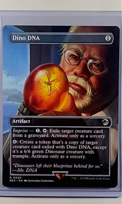 MTG Magic The Gathering REX Jurassic Park World Borderless #20 Dino DNA - Image 1